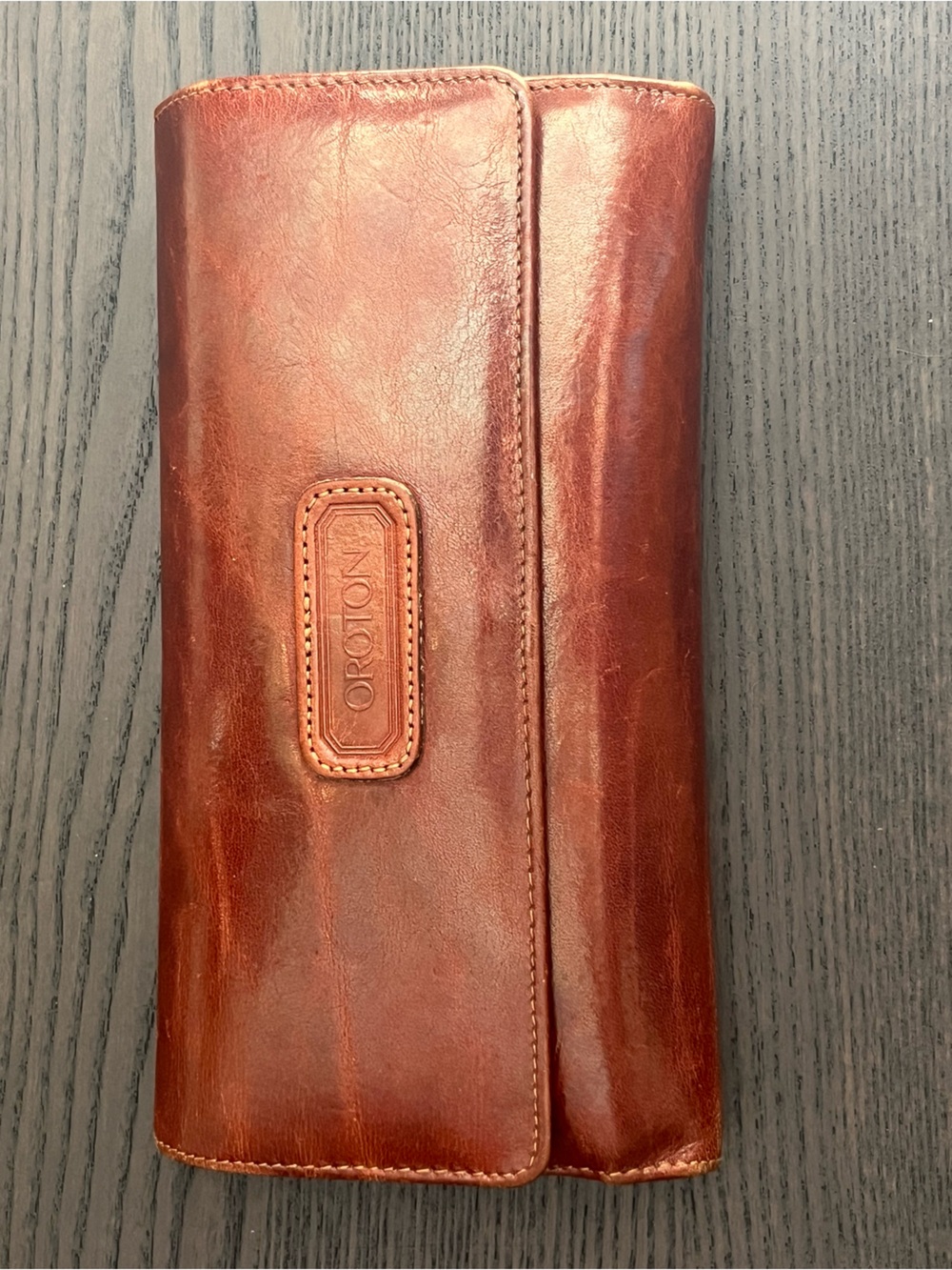 Vintage Oroton Leather Clutch Wallet Checkbook Organizer Brown Made Australia